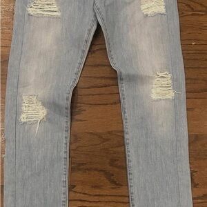 Off White Denim Boyfriend Jeans - Light Wash
